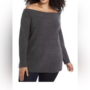 Lane Bryant Off Shoulder Gray Sweater 26/28 New